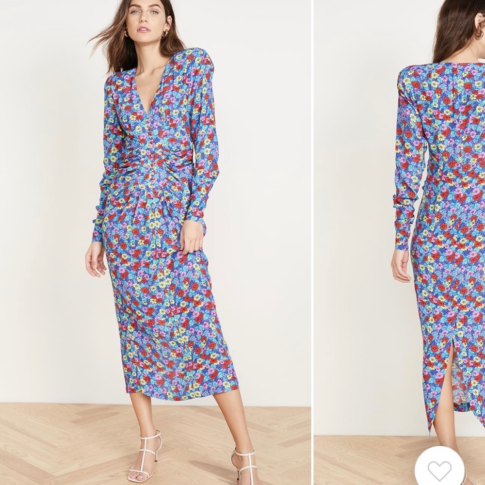 Floral V-Neck Midi Dress in Multi
